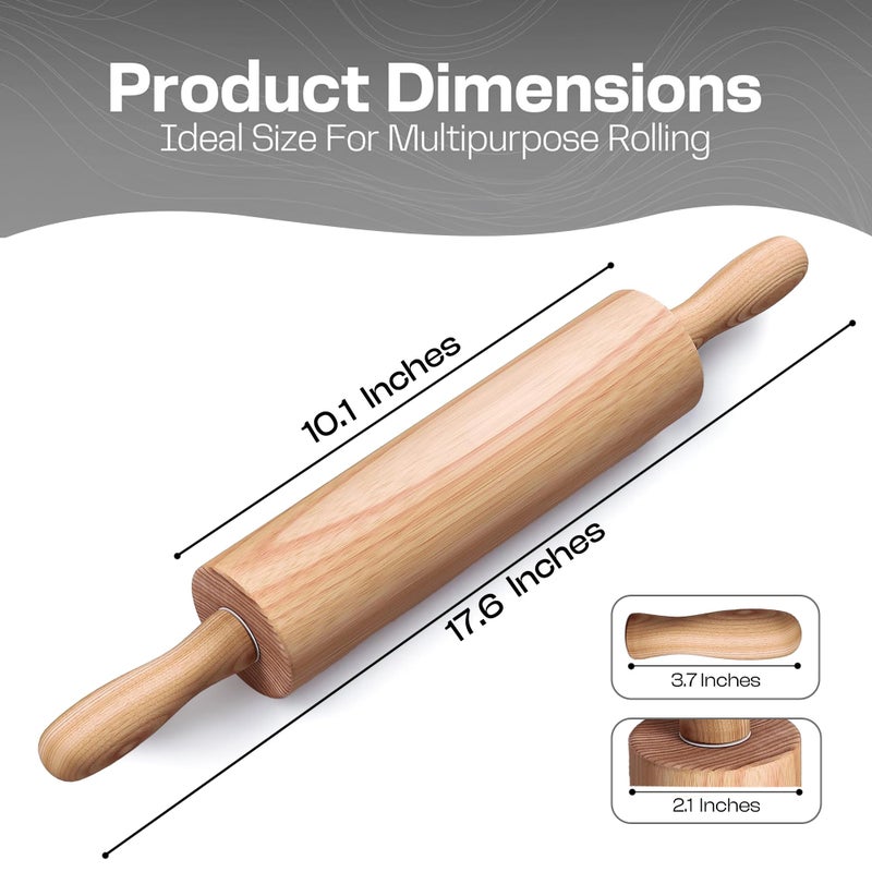 HELFERX 9" Inch Small Wooden Rolling Pin for Kids - Perfect for Children to Bake, Play Dou, Clay, Art & Craft - Image 2